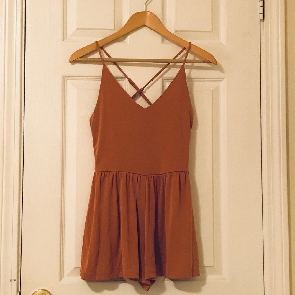 Nude Orange Cross-back romper [Forever 21]